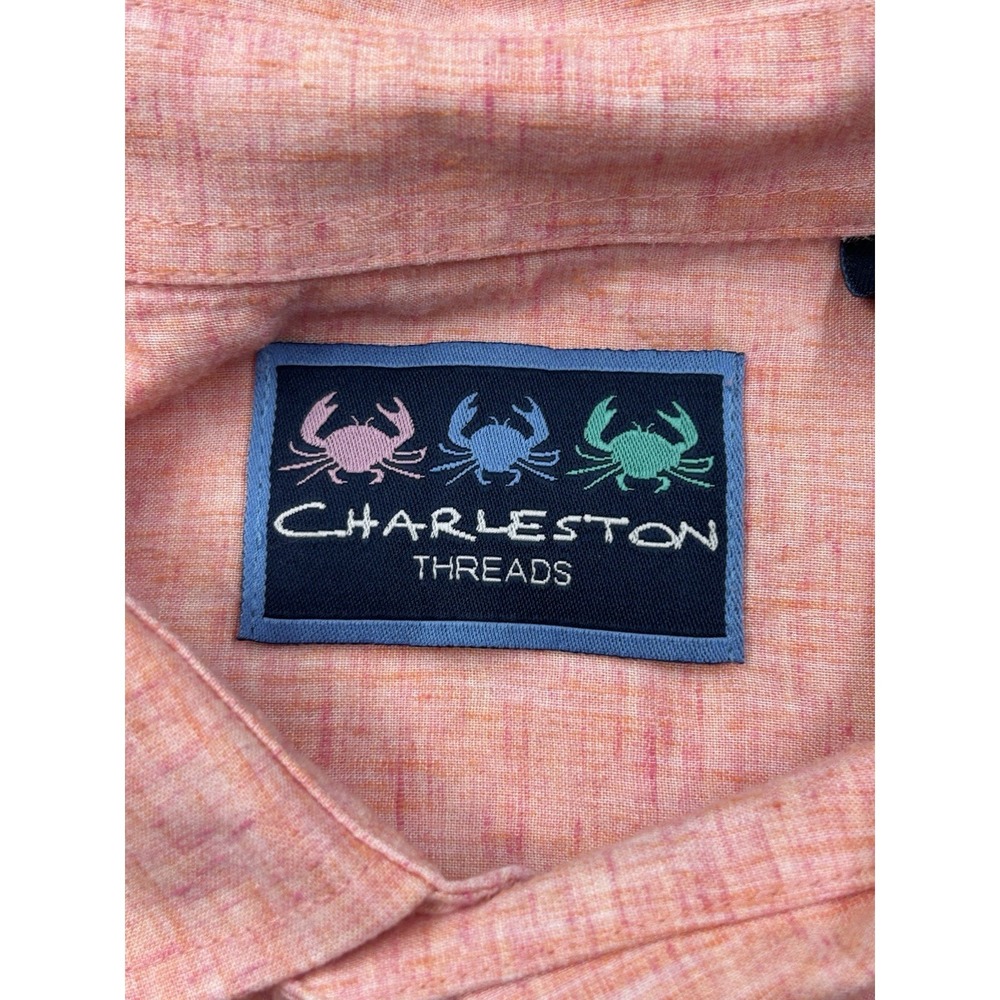 Charleston Threads Mens Size XXL Short Sleeve‎ Orange Button Shirt